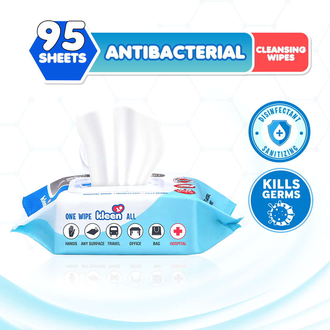 Kleenfant Fresh Scent Anti-bacterial Cleansing Wipes 95 sheets Pack of 1 Disinfecting Wipes