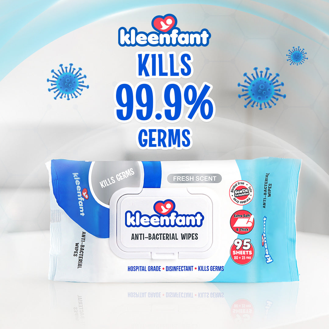 Kleenfant Fresh Scent Anti-bacterial Cleansing Wipes 95 sheets Pack of 1 Disinfecting Wipes