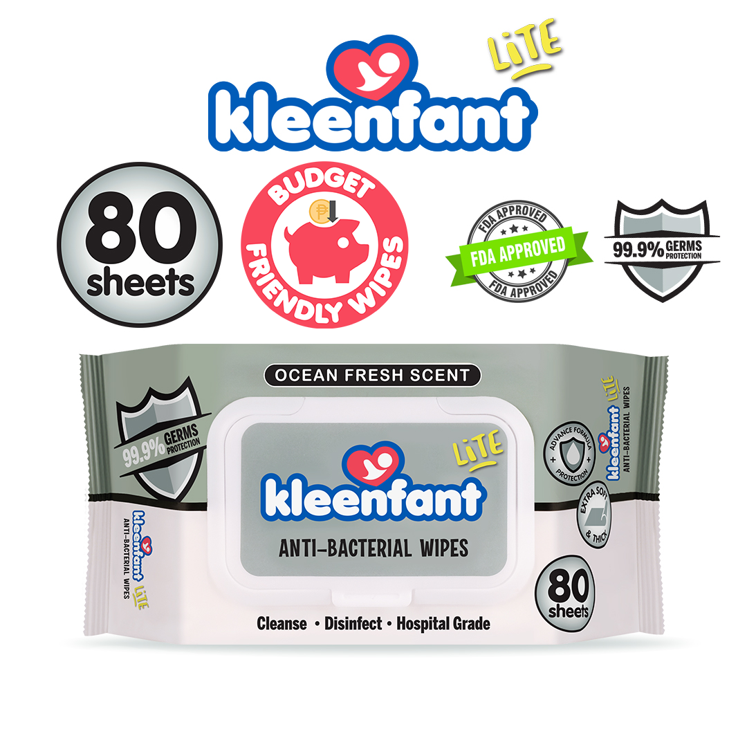 Kleenfant Lite Antibacterial Disinfectant Cleansing Wipes 80 Tender sheets 1 Pack Antibac Wipes