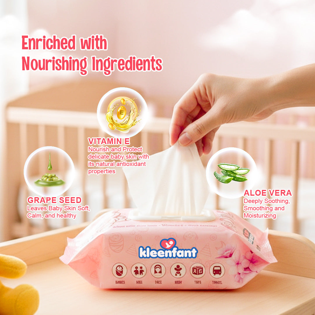 Kleenfant Cherry Blossom Scent Cleansing Wipes 95 sheets Pack of 1