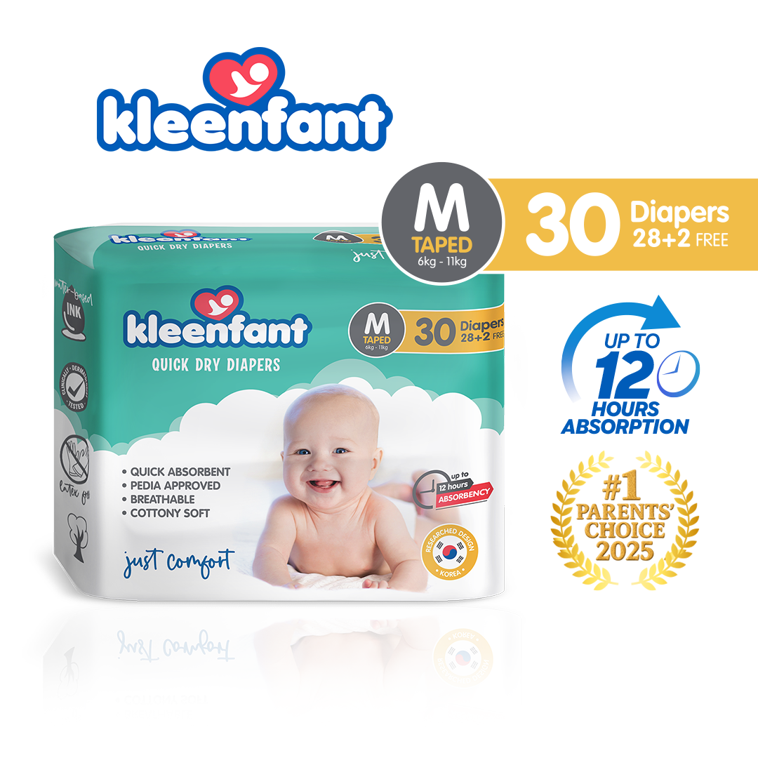 Kleenfant Diaper for Baby Taped Medium Pack of 1, 30 pad Baby Needs Disposable Korean Diaper Babies
