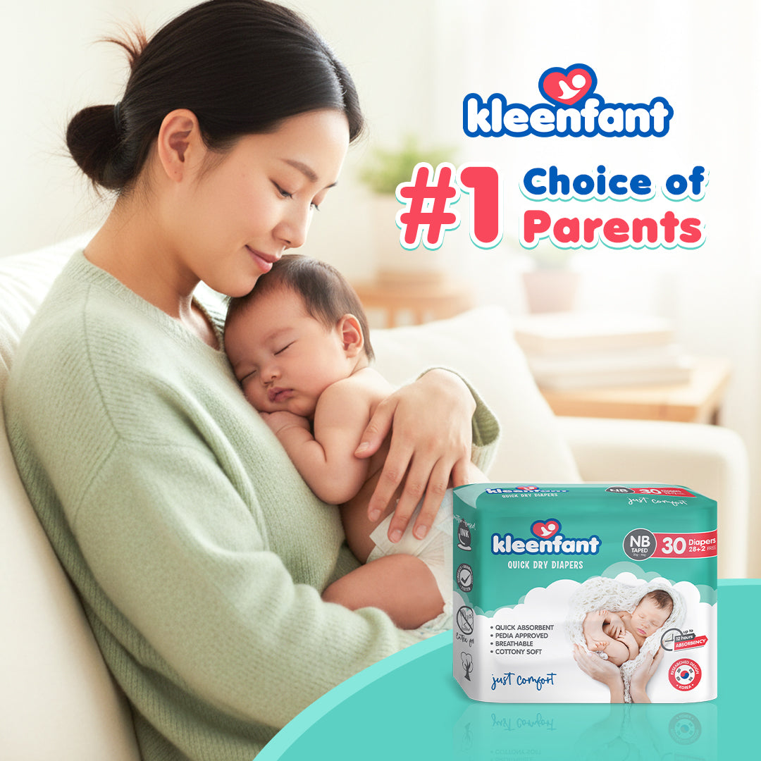 Kleenfant Diaper for Baby Taped Medium Pack of 1, 30 pad Baby Needs Disposable Korean Diaper Babies