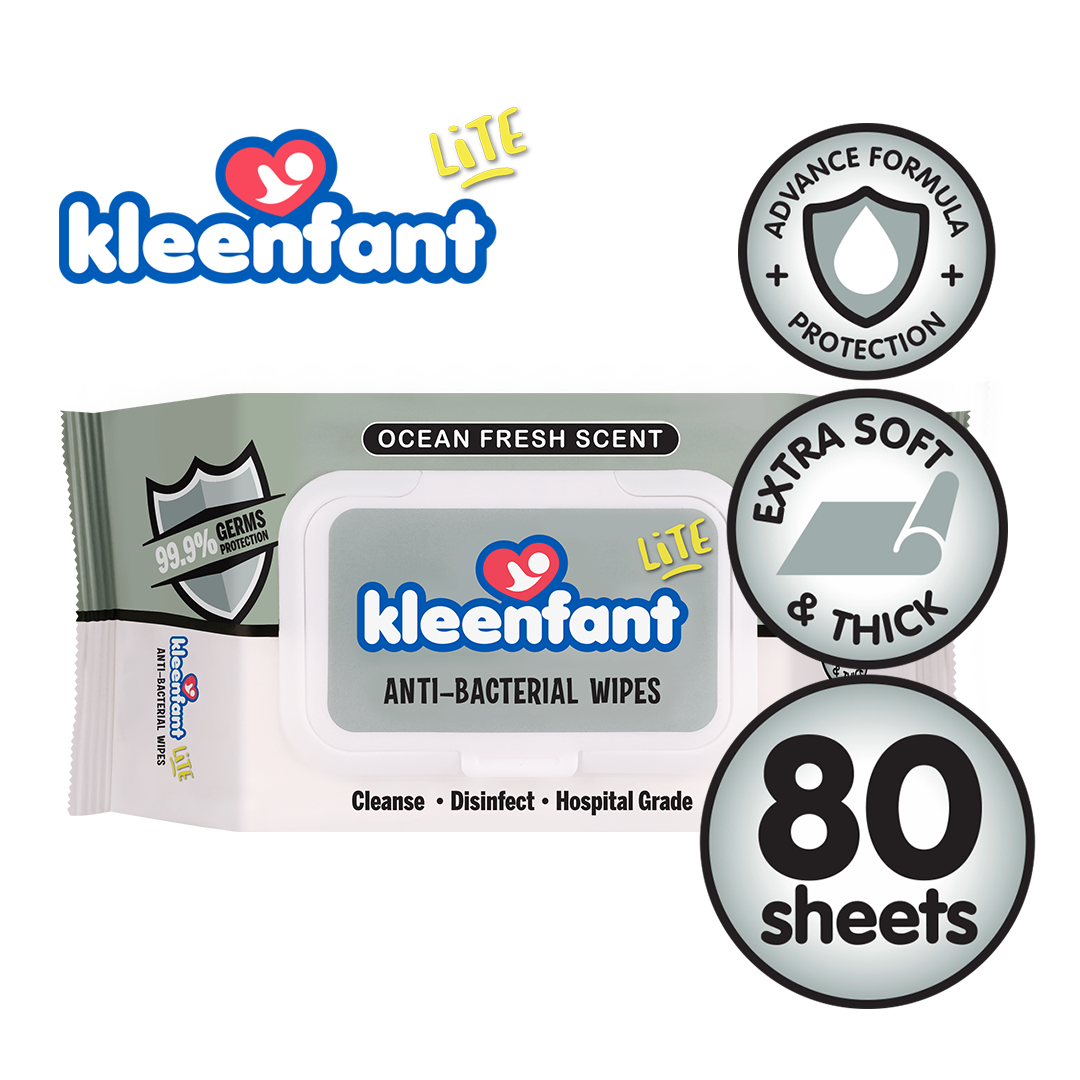 Kleenfant Lite Antibacterial Disinfectant Cleansing Wipes 80 Tender sheets 1 Pack Antibac Wipes