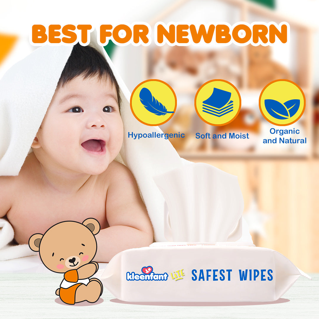 Kleenfant Lite Papaya Scent 80 Tender Sheets Pack of 1 Newborn Wet Wipes for Baby Wipe for Kids