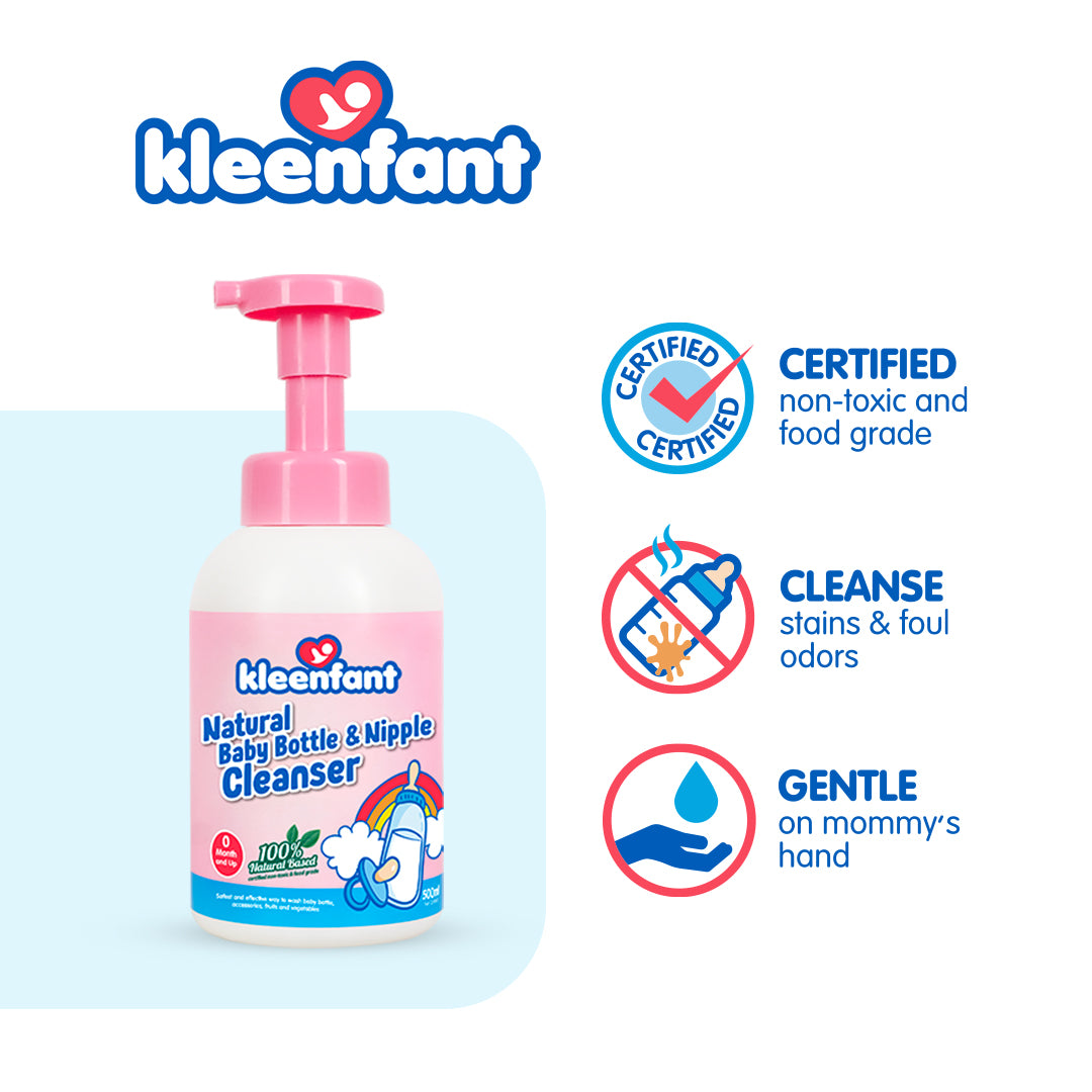 Kleenfant Natural Baby Bottle & Nipple Cleanser 500ml Bottle Pump Pack of 1 Feeding Bottle Cleaner
