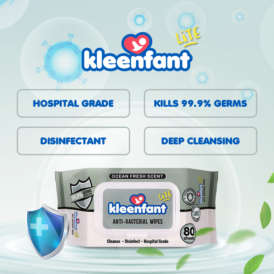 Kleenfant Lite Antibacterial Disinfectant Cleansing Wipes 80 Tender sheets 1 Pack Antibac Wipes