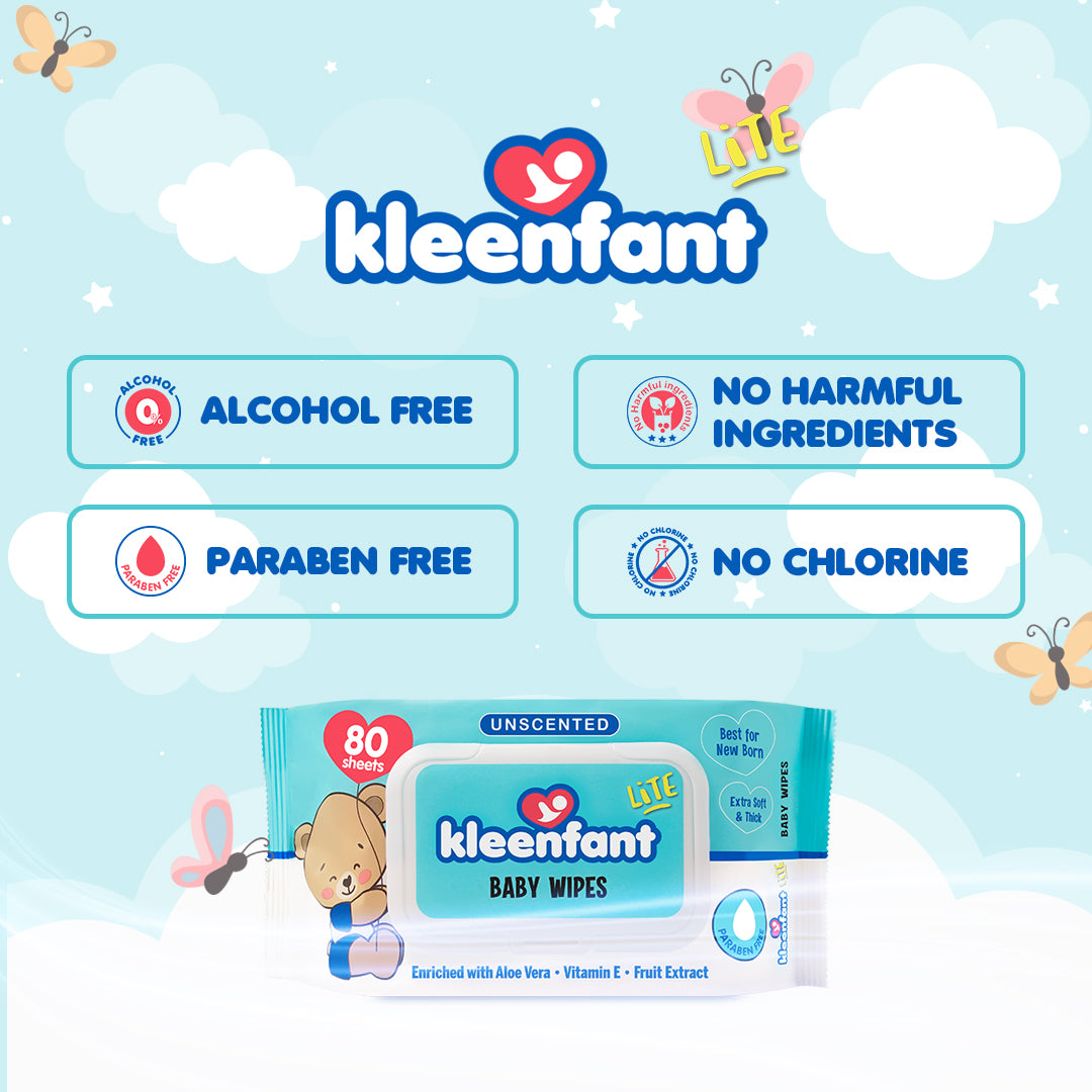 Kleenfant Lite Unscented Wipes 80 Tender Sheets Pack of 1 Newborn Wet Wipes for Baby Wipe for Babies