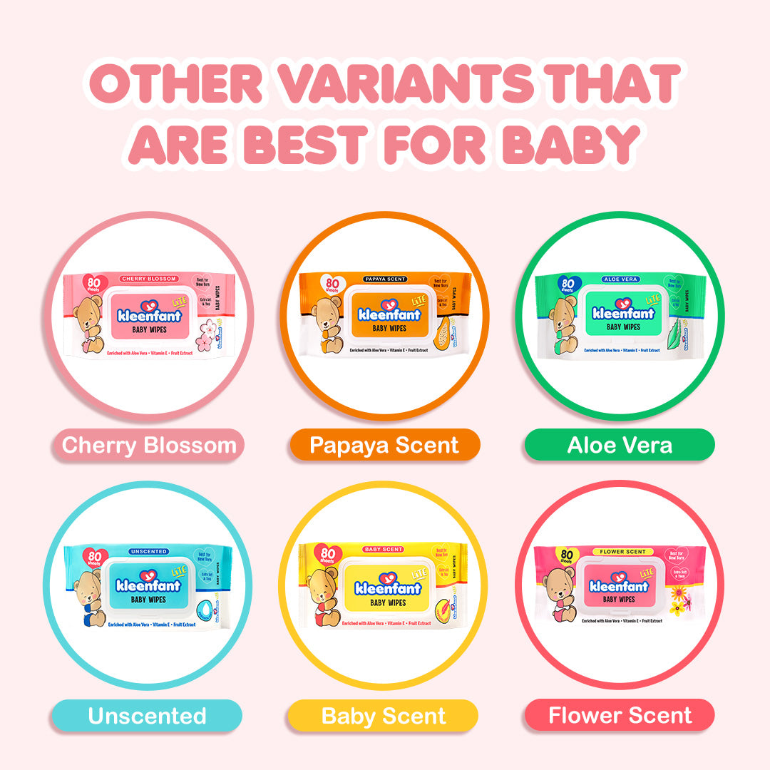 Kleenfant Lite Cherry Blossom Scent 80 Tender Sheets Pack of 1 Newborn Wet Wipes for Baby Wipe for Kids