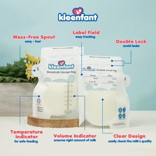 Kleenfant Breastmilk Storage Bag BPA-Free Leak-Proof Temperature Indicator Milk Storage 200mL (30s)