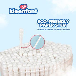 Kleenfant Baby Cotton Buds Dual Tips Soft Natural Paper Stem Cotton Spiral and Scooper 400 Tips