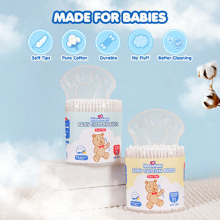 Kleenfant Baby Cotton Buds Dual Tips Soft Natural Paper Stem Cotton Spiral and Scooper 400 Tips