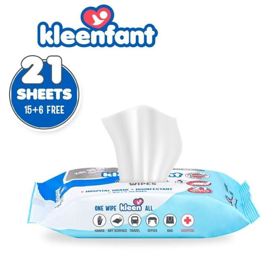 Kleenfant Fresh Scent Antibacterial Disinfecting Wipes 21 sheets Pack of 1 Hospital Grade Antibac
