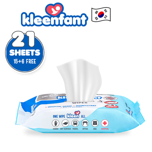 Kleenfant Fresh Scent Antibacterial Disinfecting Wipes 21 sheets Pack of 1 Hospital Grade Antibac