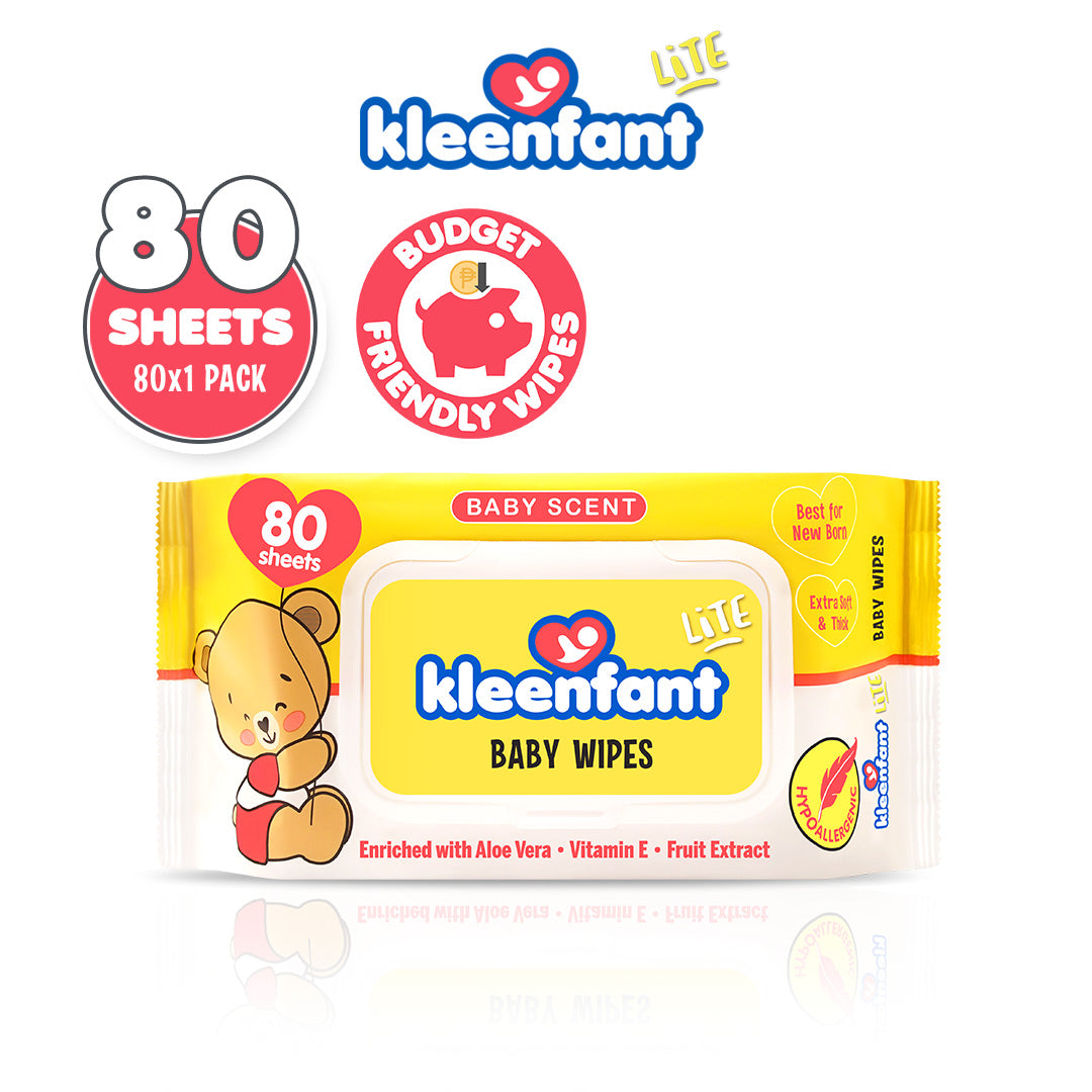 Kleenfant Lite Babyscent Wipes 80 Tender Sheets Pack of 1 Newborn Wet Wipes for Baby Wipe for Babies