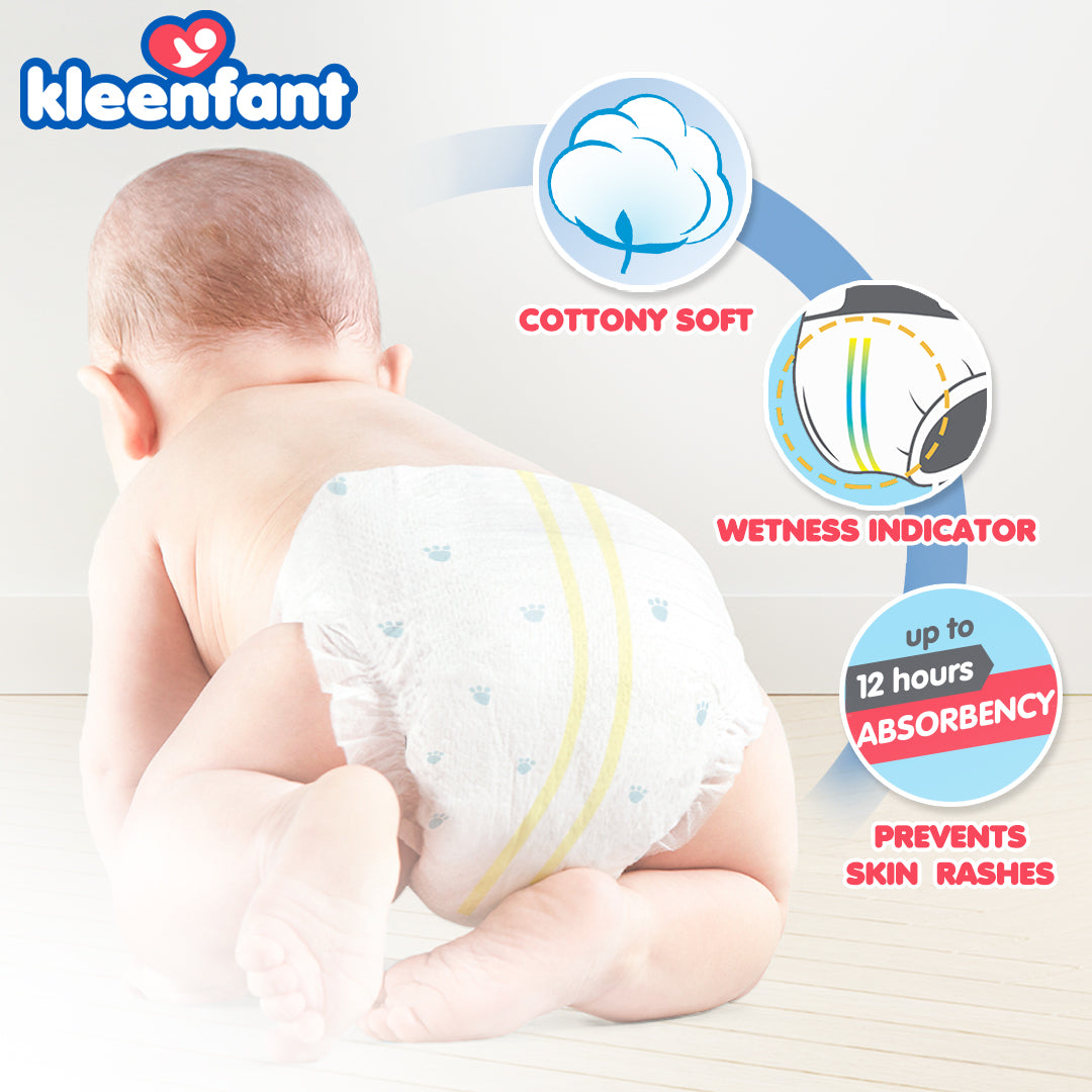 Kleenfant Diaper for Baby Pants Pull Up XL Pack of 4, 120 pad Baby Needs Disposable Korean Diaper