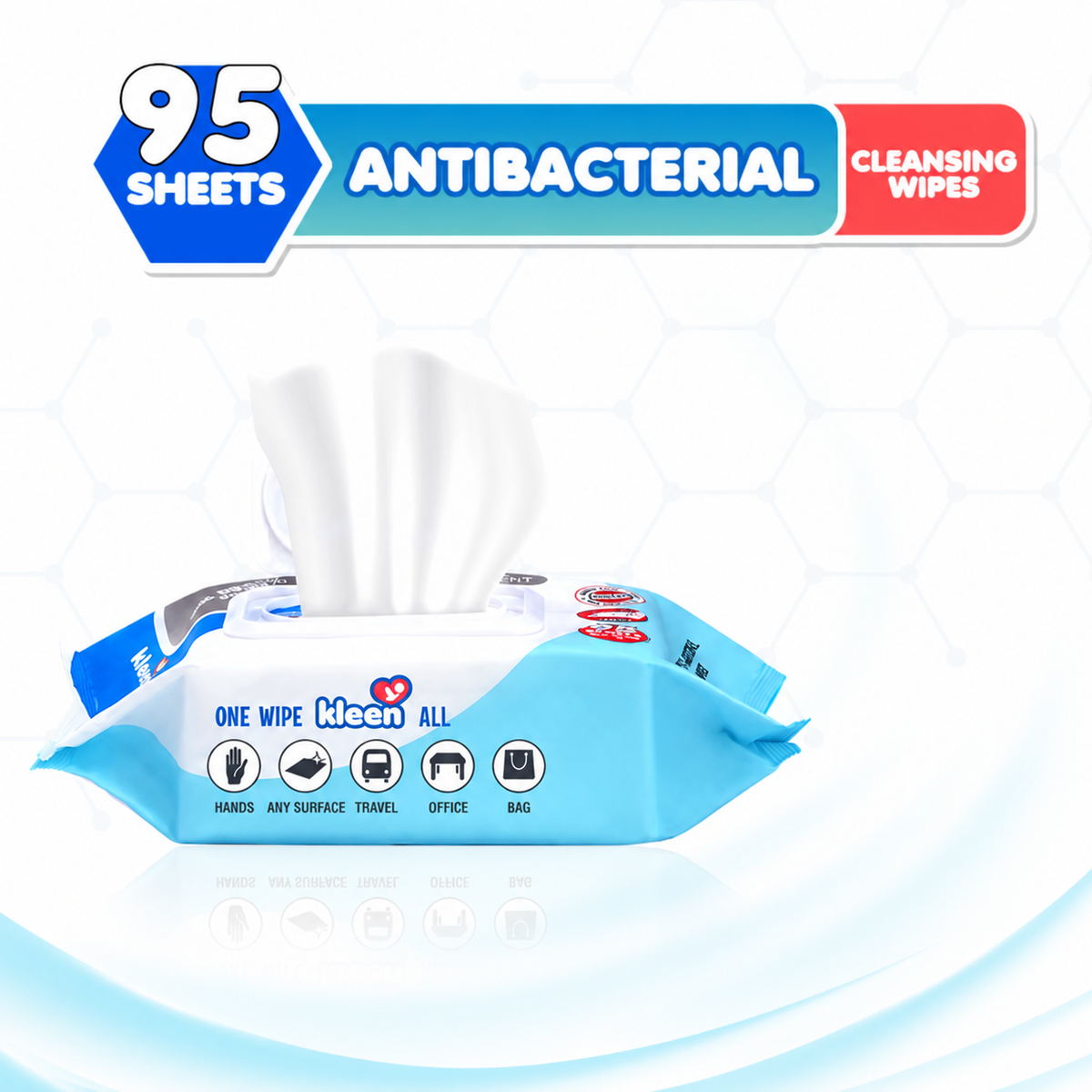 Kleenfant Fresh Scent Anti-bacterial Cleansing Wipes 95 sheets Pack of 1