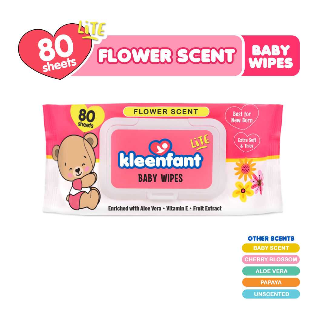 Kleenfant Lite Flower Scent 80 Tender Sheets Pack of 1 Newborn Wet Wipes for Baby Wipe for Kids (Copy)