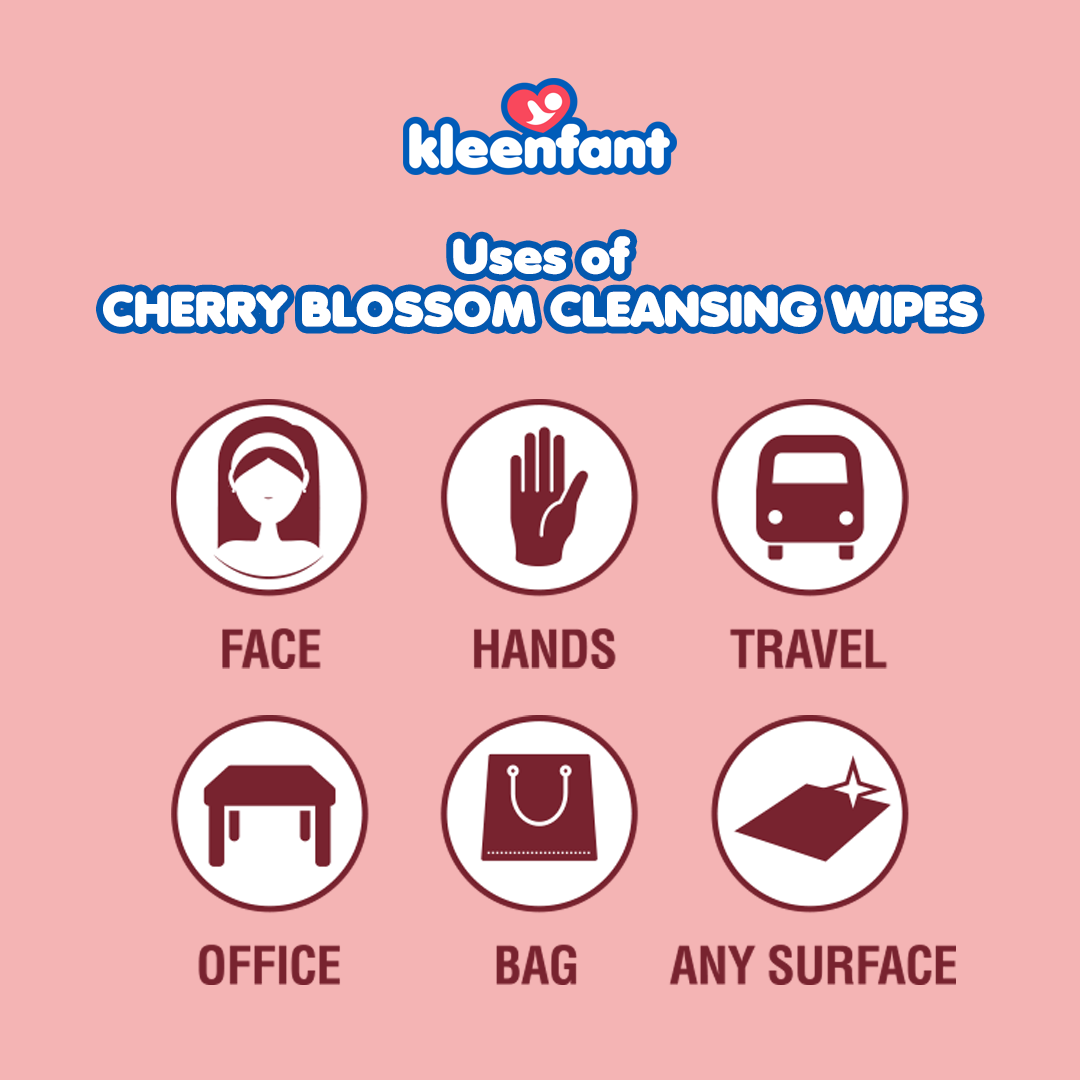 Kleenfant Cherry Blossom Scent Cleansing Wipes 95 sheets Pack of 1