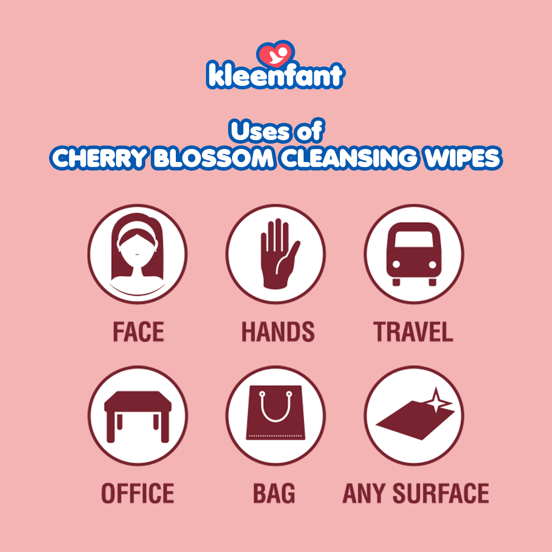 Kleenfant Cherry Blossom Scent Cleansing Wipes 21 sheets Pack of 1