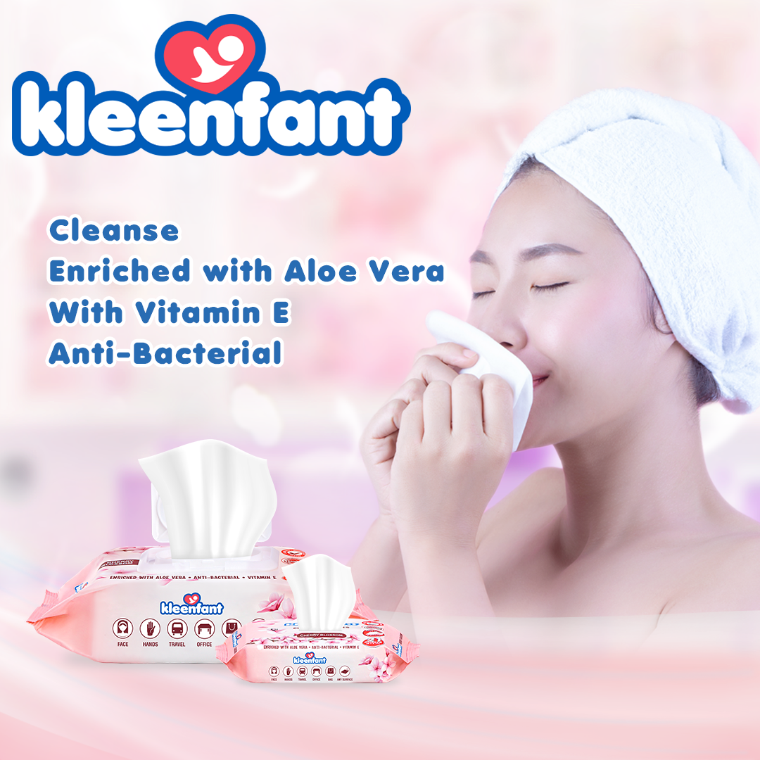 Kleenfant Cherry Blossom Scent Cleansing Wipes 21 sheets Pack of 1