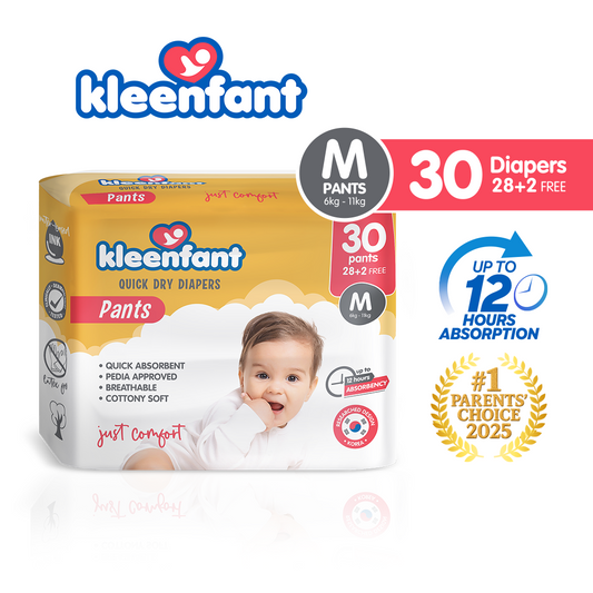 Kleenfant Diaper for Baby Pants Pull Up Medium Pack of 1, 30 pad Baby Needs Disposable Korean Diaper