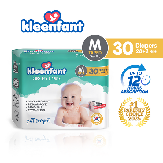 Kleenfant Diaper for Baby Taped Medium Pack of 1, 30 pad Baby Needs Disposable Korean Diaper Babies