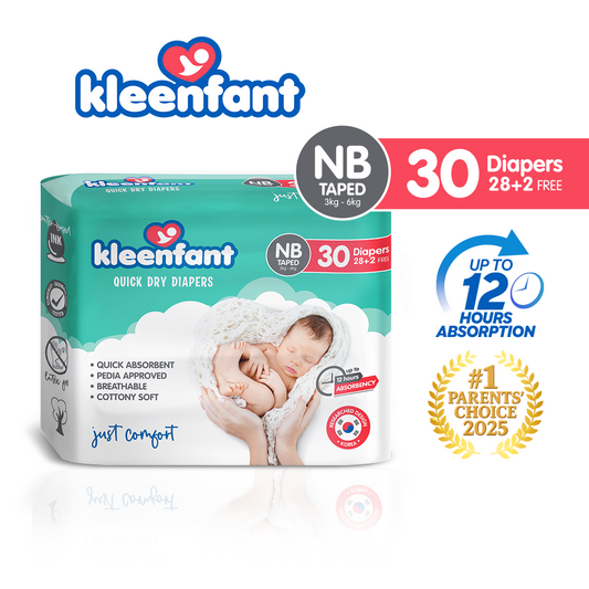 Kleenfant Diaper for Baby Taped Newborn Pack of 1, 30 pads Baby Needs Korean Diaper Babies