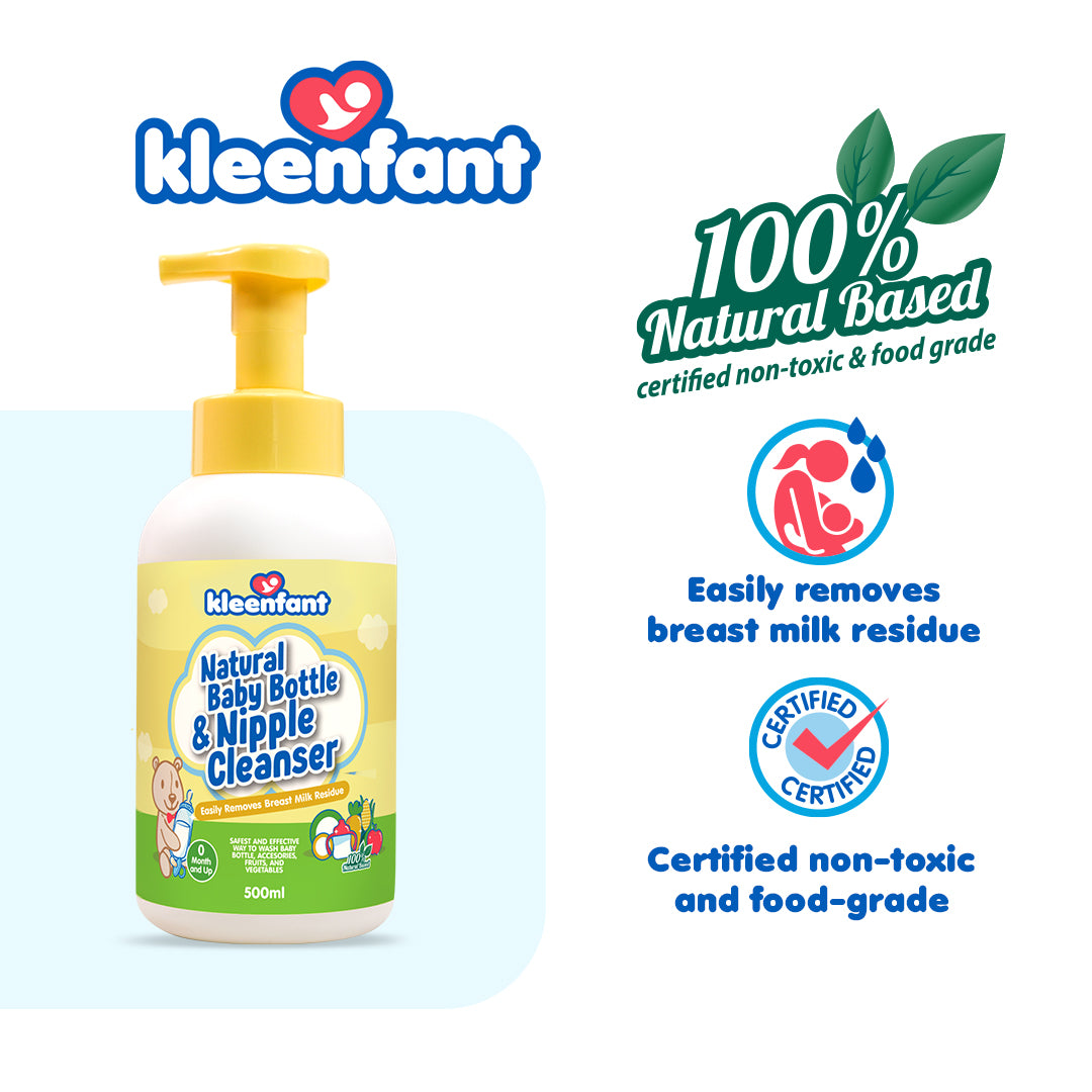 Kleenfant Natural Baby Bottle & Nipple Cleanser 500ml Bottle Pump Pack of 1 Feeding Bottle Cleaner