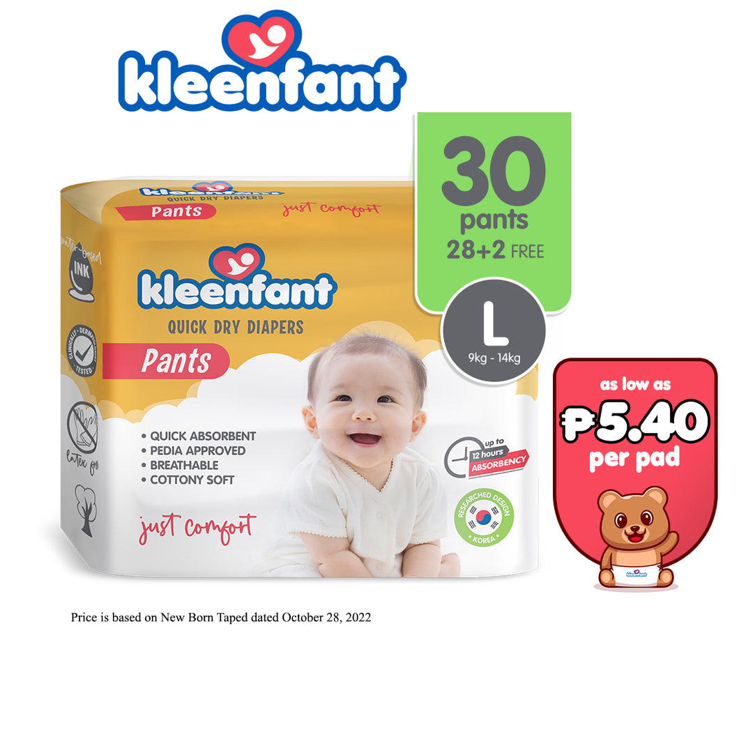 Kleenfant Diaper for Baby Pants Pull Up Large Pack of 1, 30 pad Baby Needs Disposable Korean Diaper