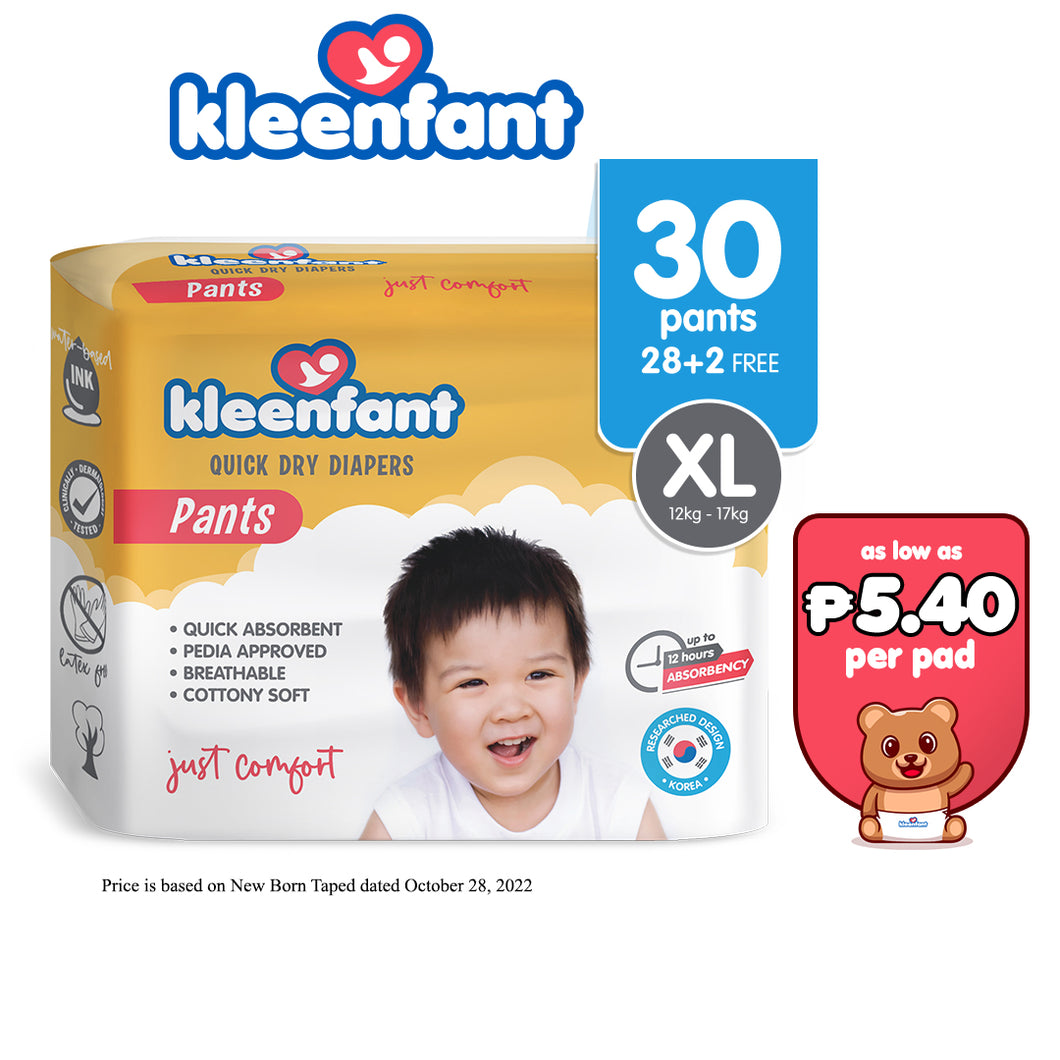 Kleenfant Diaper for Baby Pants Pull Up XL Pack of 1, 30 pad Baby Needs Disposable Korean Diaper