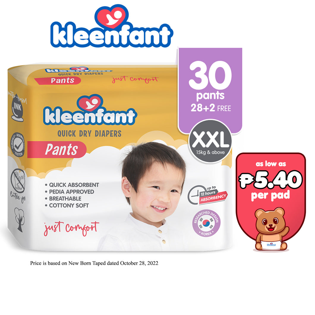 Kleenfant Diaper for Baby Pants Pull Up XXL Pack of 1, 30 pad Baby Needs Disposable Korean Diaper