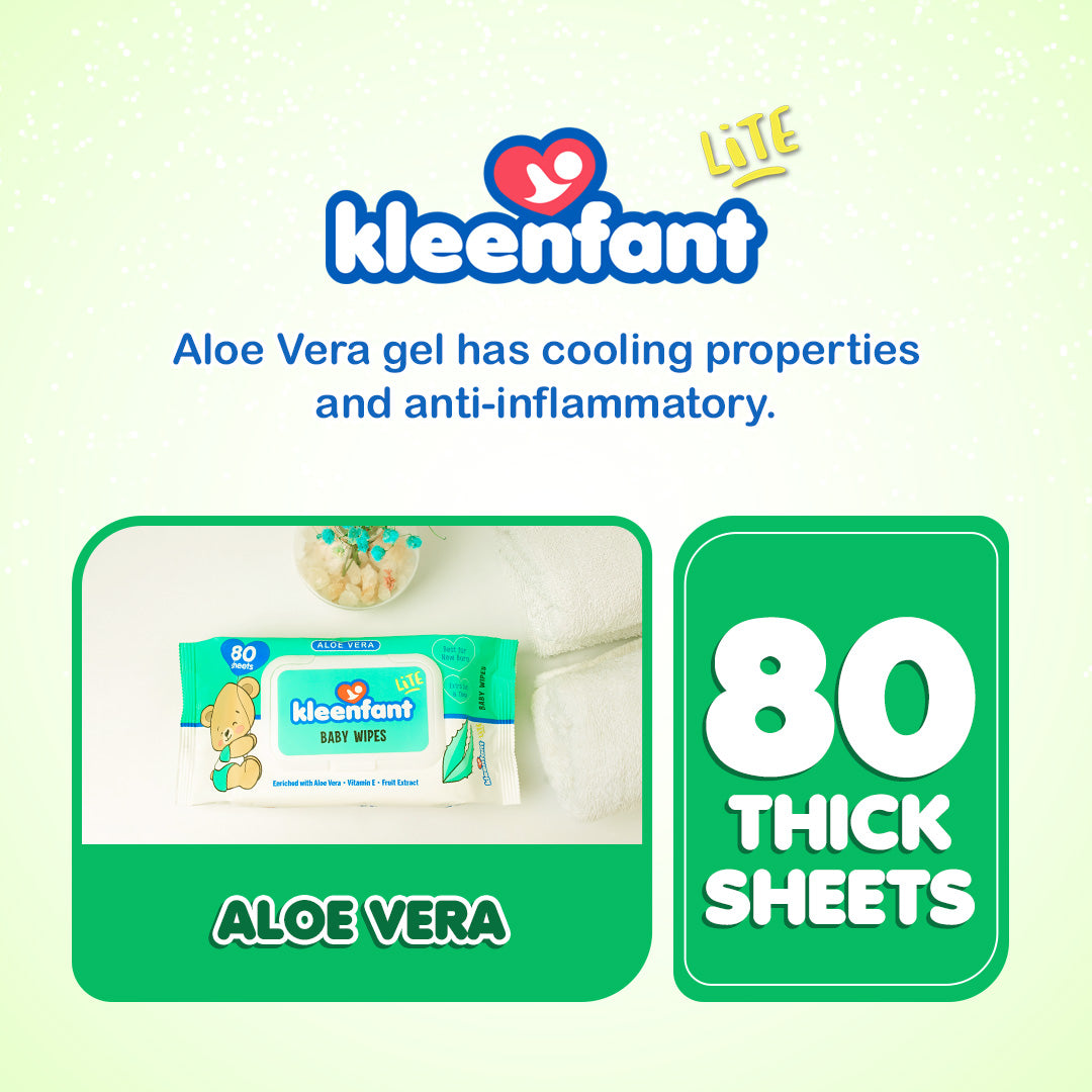 Kleenfant Lite Aloe Vera Scent 80 Tender Sheets Pack of 1 Newborn Wet Wipes for Baby Wipe for Kids