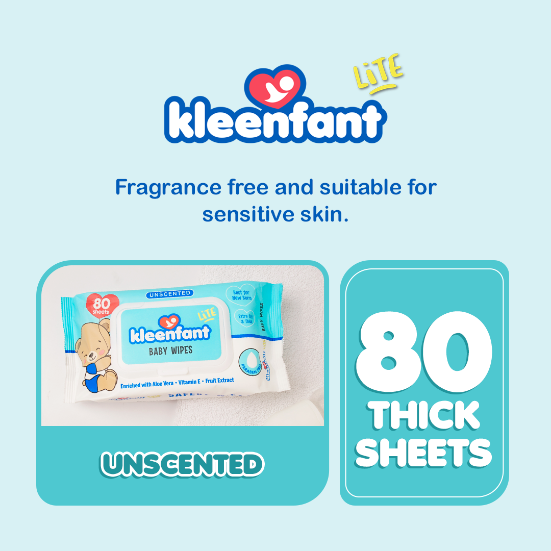 Kleenfant Lite Unscented Wipes 80 Tender Sheets Pack of 1 Newborn Wet Wipes for Baby Wipe for Babies