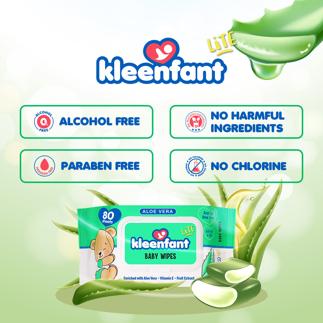 Kleenfant Lite Aloe Vera Scent 80 Tender Sheets Pack of 1 Newborn Wet Wipes for Baby Wipe for Kids