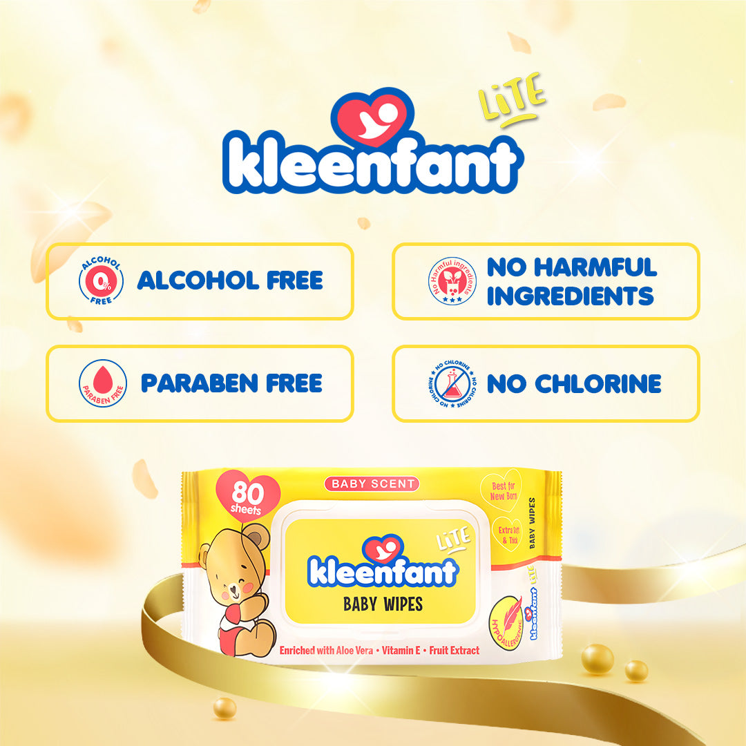 Kleenfant Lite Babyscent Wipes 80 Tender Sheets Pack of 1 Newborn Wet Wipes for Baby Wipe for Babies
