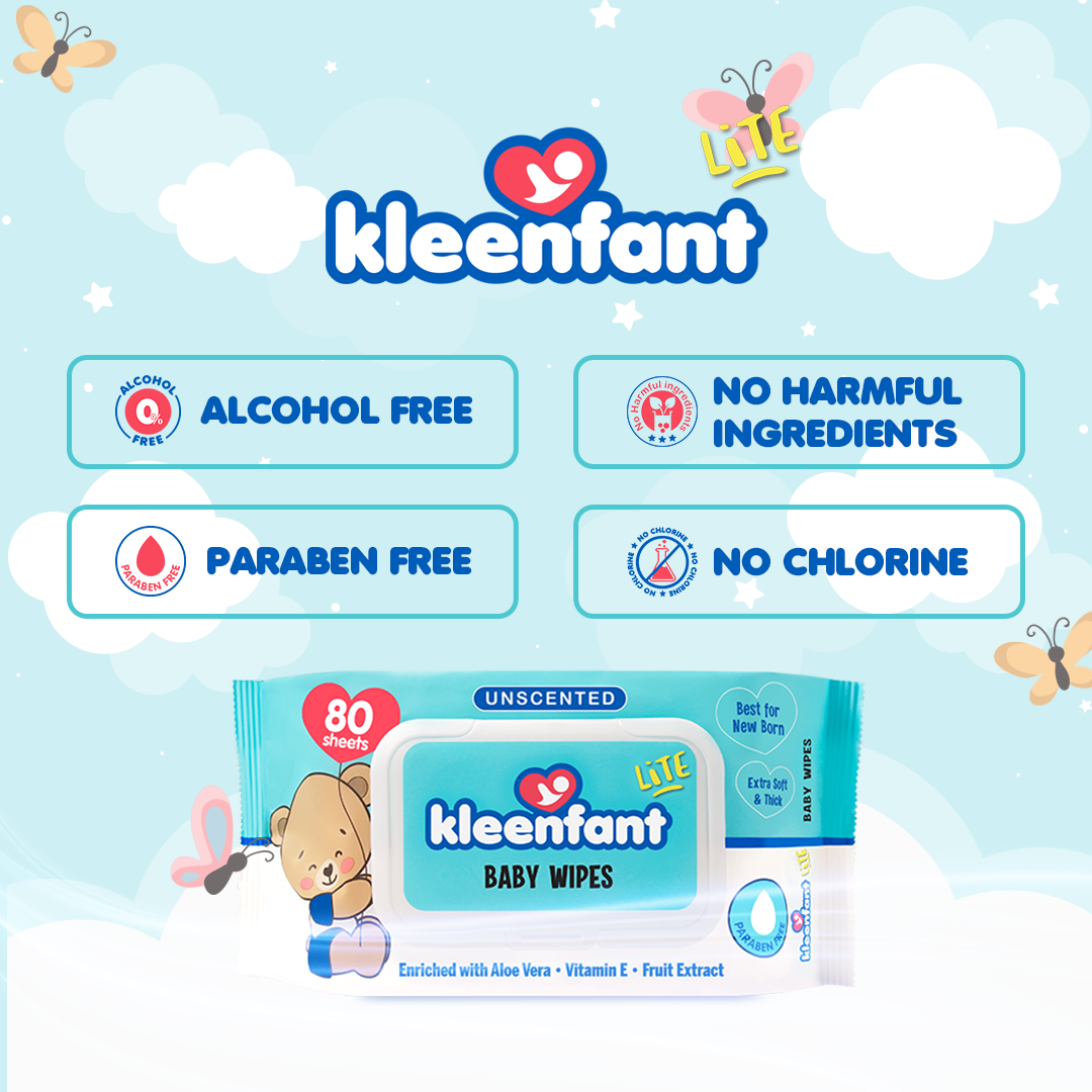 Kleenfant Lite Unscented Wipes 80 Tender Sheets Pack of 1 Newborn Wet Wipes for Baby Wipe for Babies