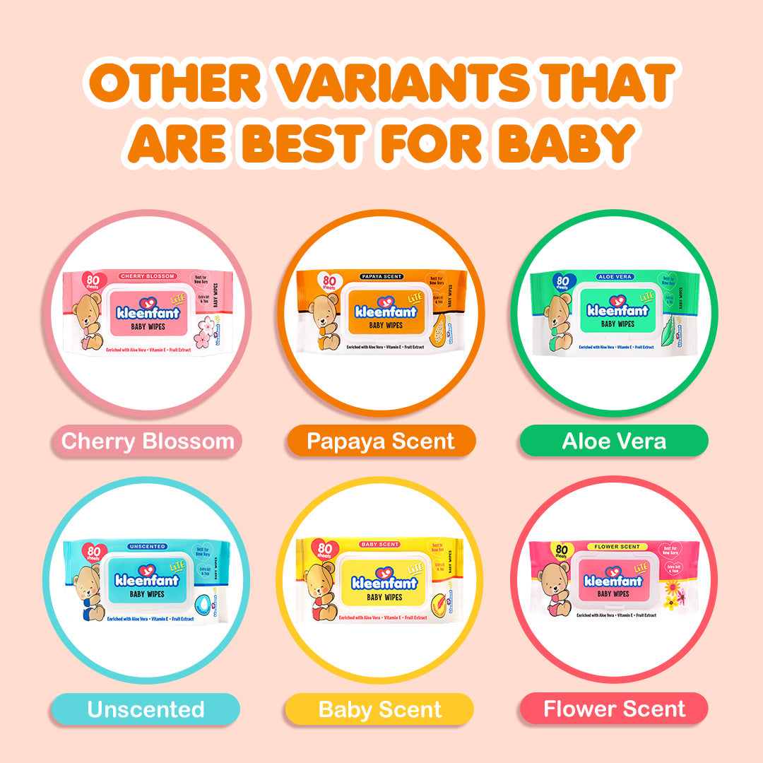 Kleenfant Lite Papaya Scent 80 Tender Sheets Pack of 1 Newborn Wet Wipes for Baby Wipe for Kids