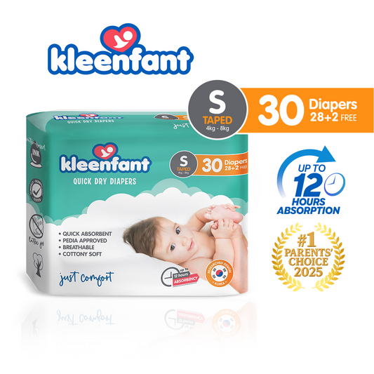 Kleenfant Diaper for Baby Taped Small Pack of 1, 30 pad Baby Needs Korean Diaper New Born Babies