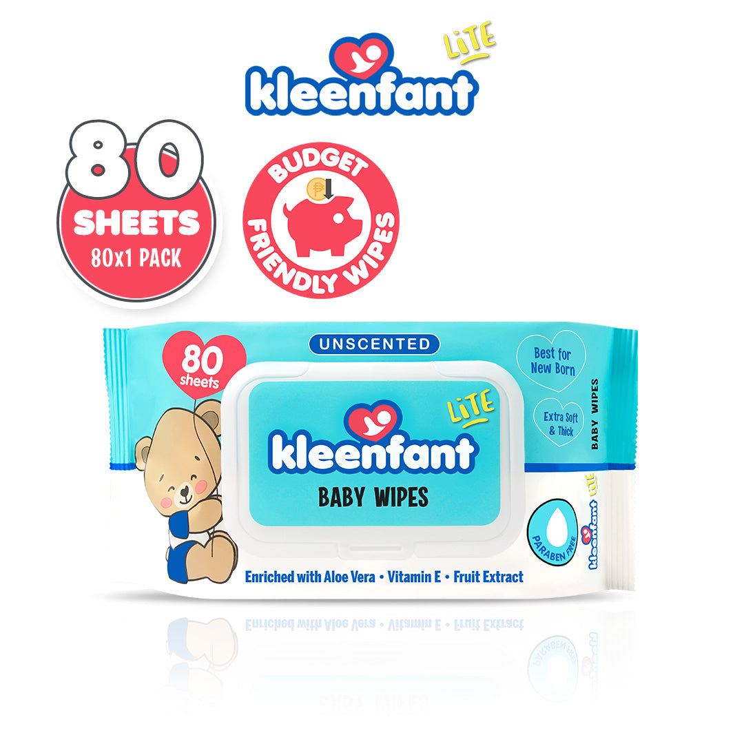 Kleenfant Lite Unscented Wipes 80 Tender Sheets Pack of 1 Newborn Wet Wipes for Baby Wipe for Babies