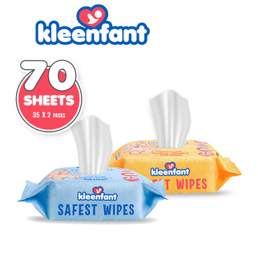 Kleenfant Unscented and Baby Scent Scented Baby Wipes (35 sheets, 1 each)