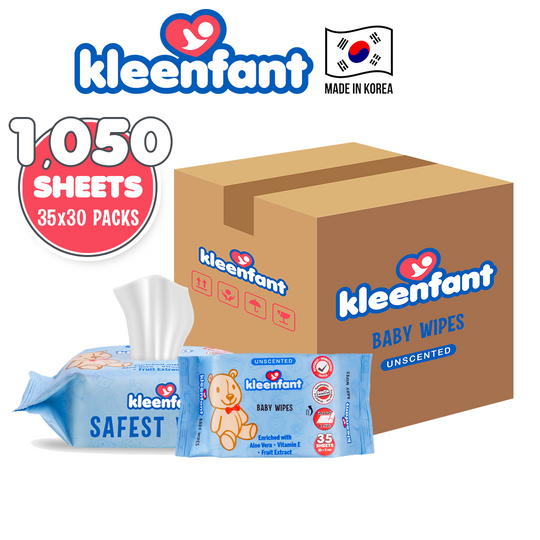 Kleenfant Unscented Baby Wipes 35 sheets Pack of 30 (1 box)