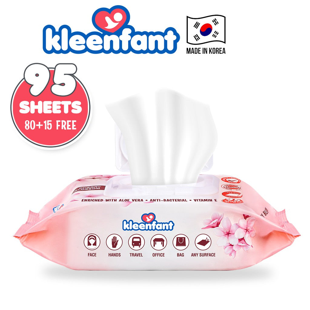 Kleenfant Cherry Blossom Scent Cleansing Wipes 95 sheets Pack of 1