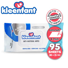 Load image into Gallery viewer, Kleenfant Fresh Scent Anti-bacterial Cleansing Wipes 95 sheets Pack of 5 Disinfecting Wipes
