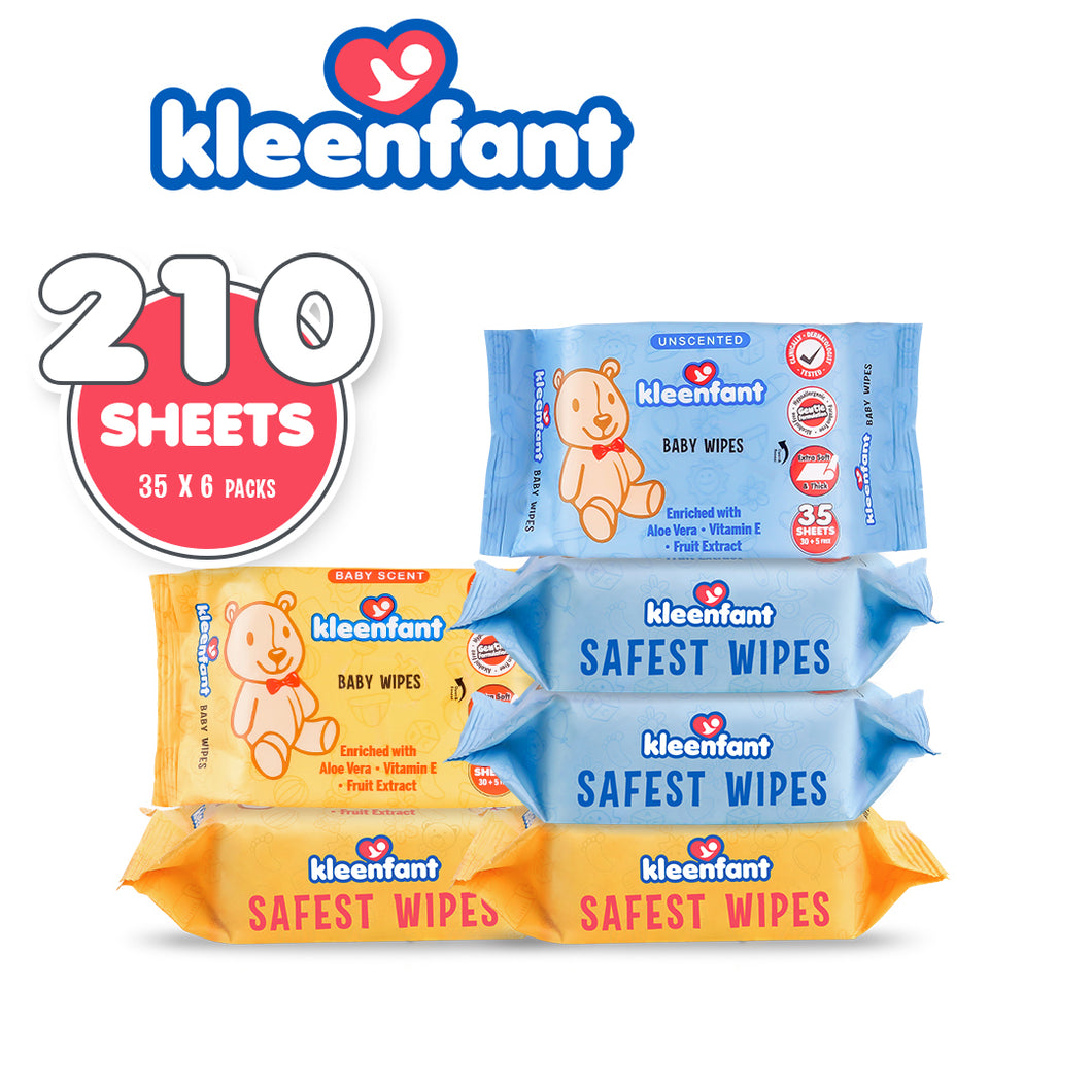 Kleenfant Unscented and Baby Scent Scented Baby WIpes (35 sheets, 3 each)