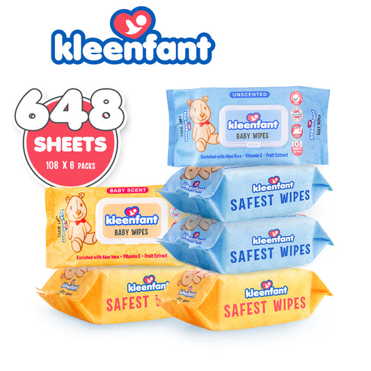 Kleenfant Unscented and Baby Scent Scented Baby Wipes (108 sheets, 3 each)