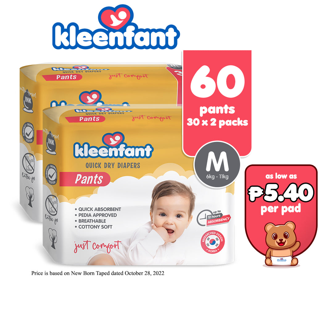 Kleenfant Diaper for Baby Pants Pull Up Medium Pack of 2 60 pad Baby Needs Disposable Korean Diaper