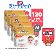 Load image into Gallery viewer, Kleenfant Diaper for Baby Pants Pull Up Medium Pack of 4 120 pad Baby Needs Disposable Korean Diaper
