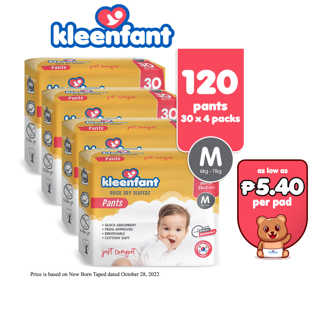 Kleenfant Diaper for Baby Pants Pull Up Medium Pack of 4 120 pad Baby Needs Disposable Korean Diaper