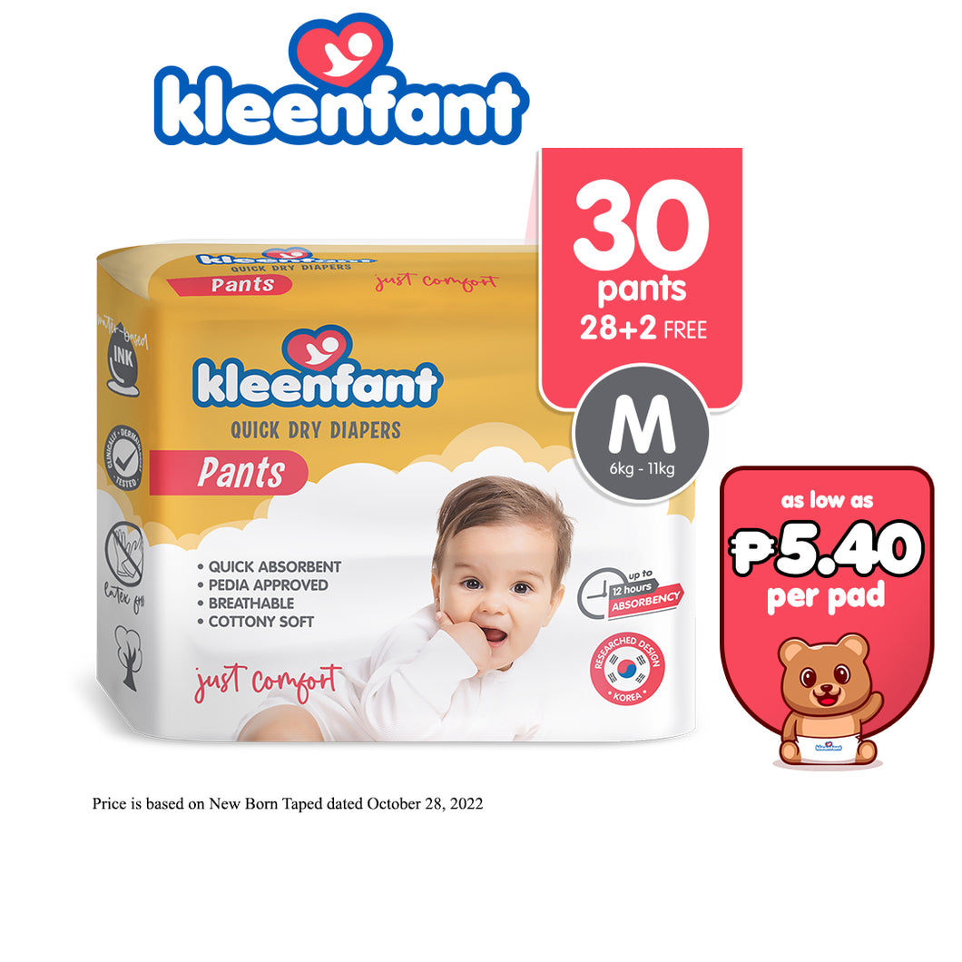 Kleenfant Diaper for Baby Pants Pull Up Medium Pack of 1, 30 pad Baby Needs Disposable Korean Diaper
