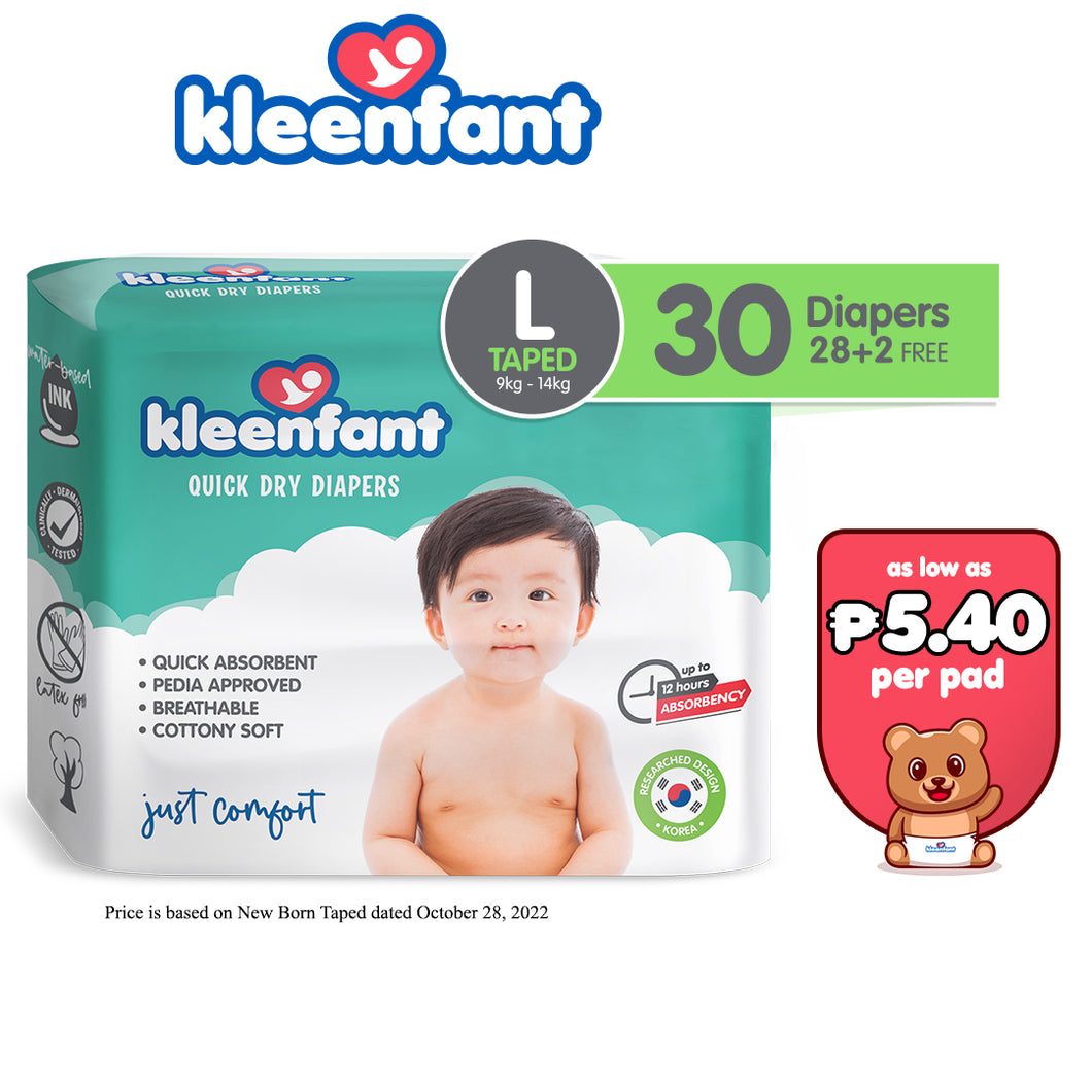 Kleenfant Diaper for Baby Taped Large Pack of 1, 30 pad Baby Needs Disposable Korean Diaper Babies